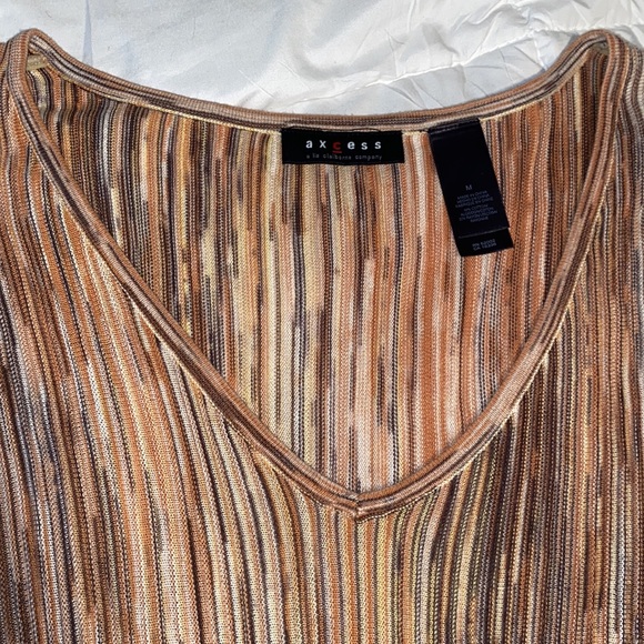 NWOT Axcess Liz Claiborne fit to flare stripe retro style tie waist top med - Picture 7 of 14